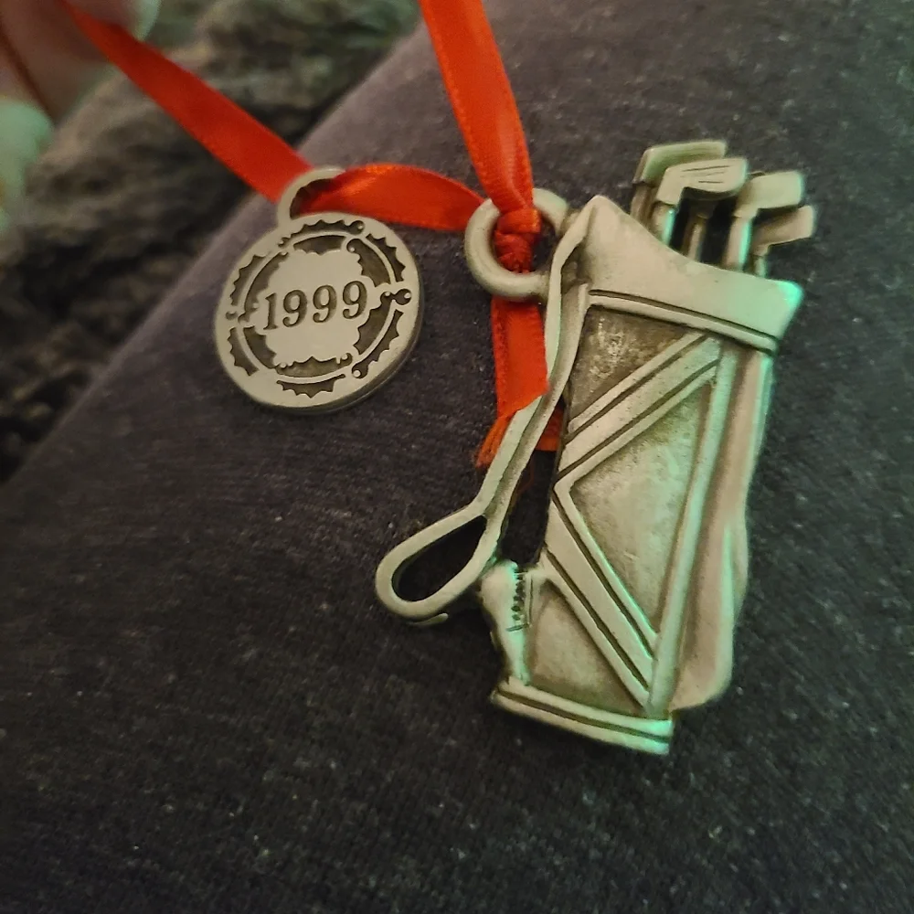 Vintage Tree Ornaments Golf Theme‎ Snowman Bags Of Clubs Set Of Three